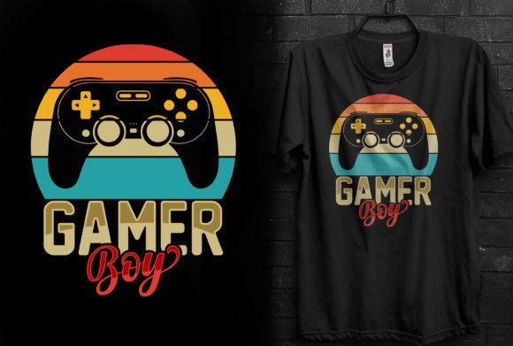 Gamer Boy Vintage Gaming T-Shirt Design: A Flexible Asset for Print-on-Demand